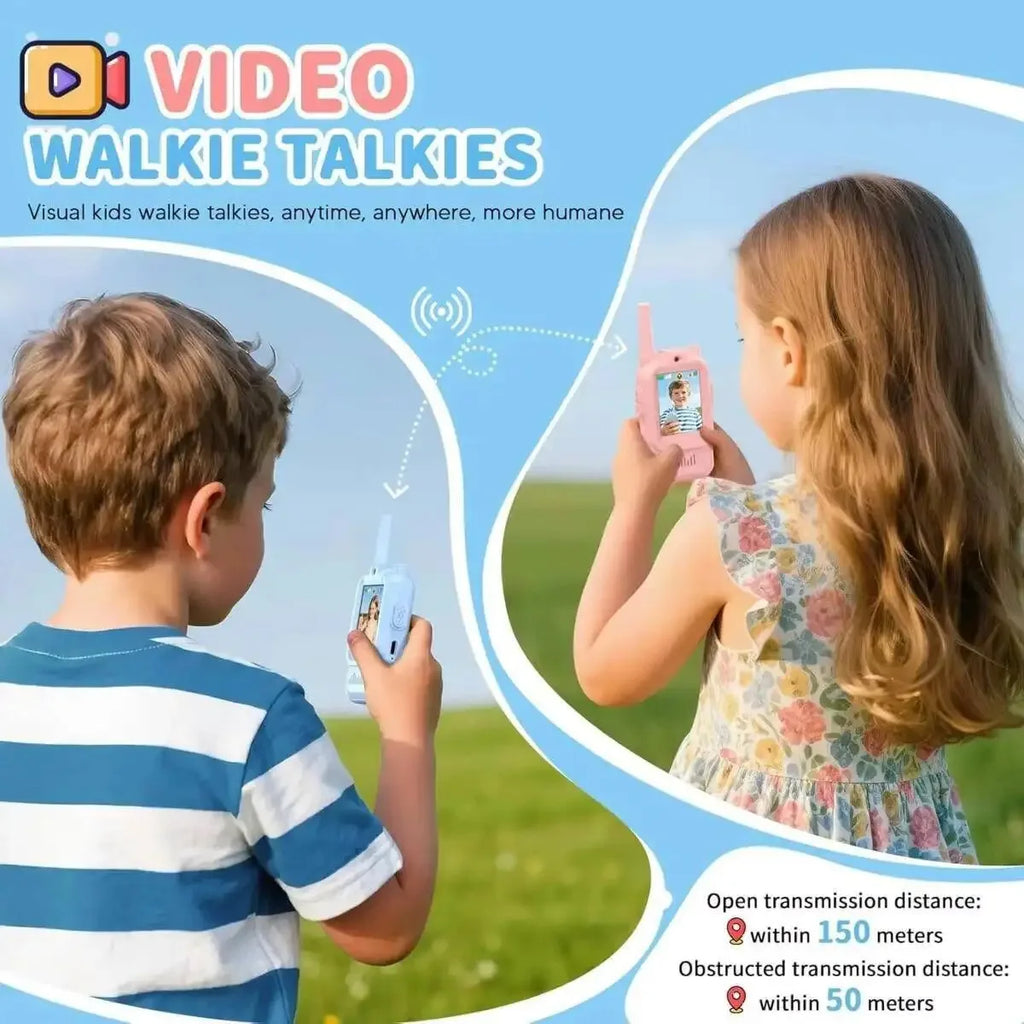 Kids Video Walkie Talkie Set 2PCS Rechargeable 2-inch High-definition Screen One-Click Call Cartoon Intercom Gift